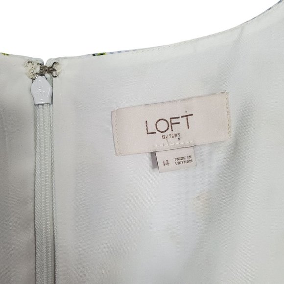 Loft Size 14 Dress Long Gingham Floral Flutter Sleeve Faux Wrap Ruffle Hem Lined - Picture 4 of 15